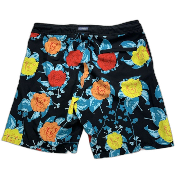 Grateful Dead Begonia Dancing Bear X Section 119 Men's Swim Trunks Black Size 34 - Picture 2 of 7
